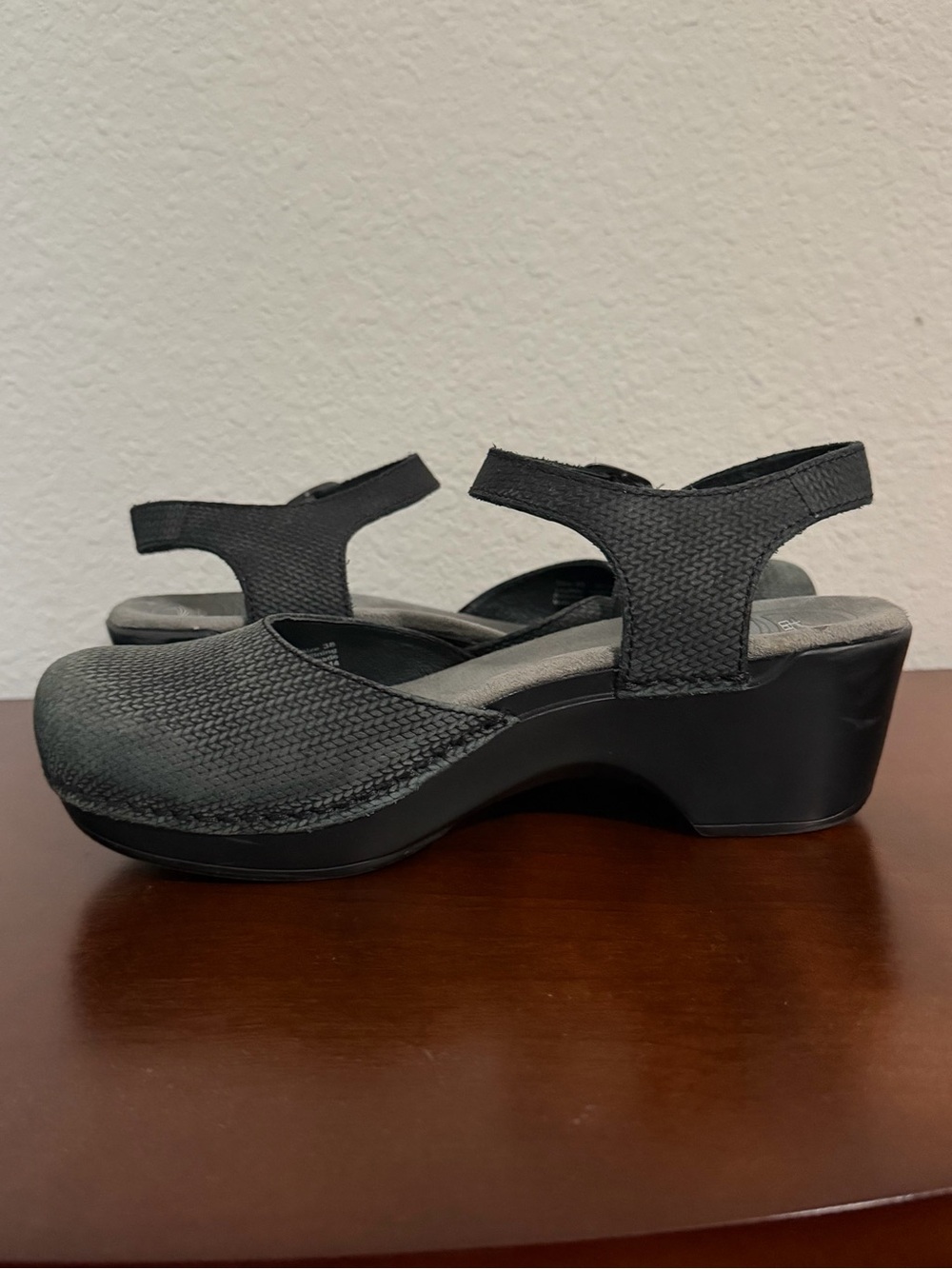 Dansko Black Textured Clog Sandals